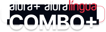 Logo do Combo Alura Plus e Alura Língua